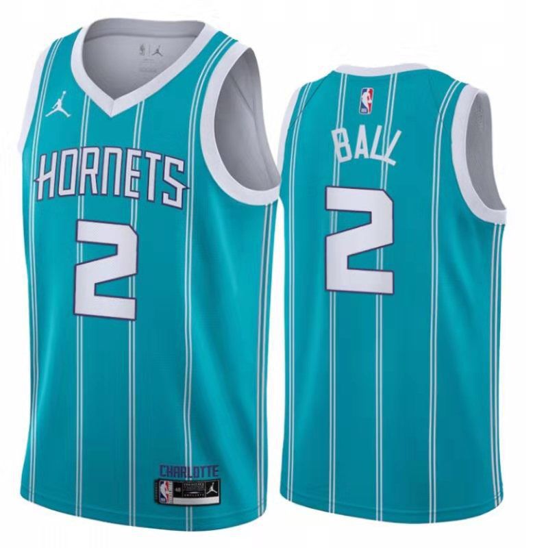 Men Charlotte Hornets 2 Ball Light Blue City Edition NBA Jerseys